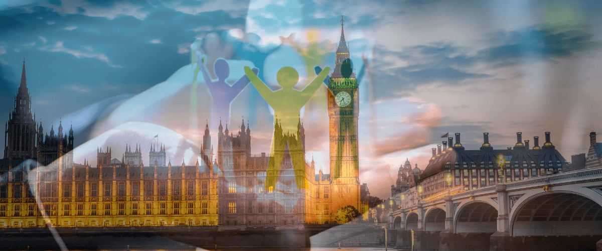 image of paper people overlaying image of houses of parliament to demonstrate zero hours consultation launch